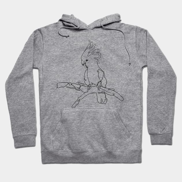 Cockatoo Black Lineart Hoodie by Orianartistic